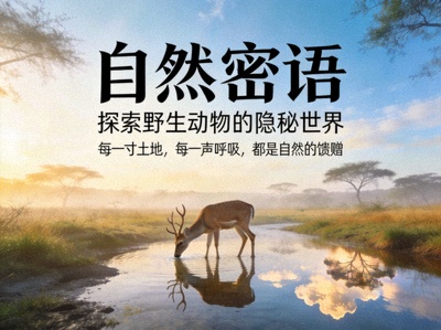 纪录片海报展示自然风光与野生动物，画面宁静优美